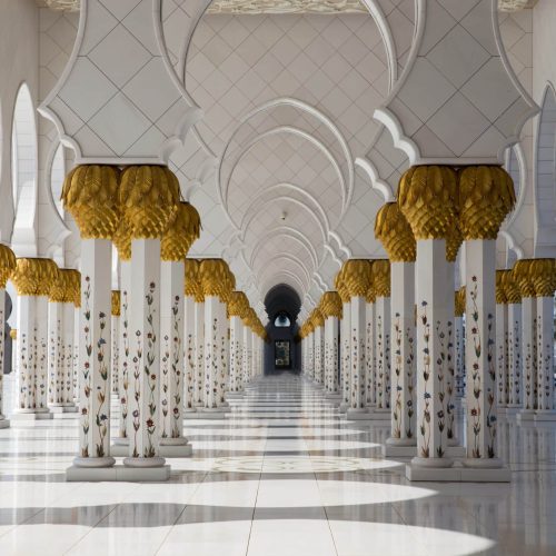 ABU DHABI, UNITED ARAB EMIRATES - JANUARY 18: Sheikh Zayed Grand Mosque, on January 18, 2014 in Abu Dhabi. Grand Mosque is one of the largest mosques in the World